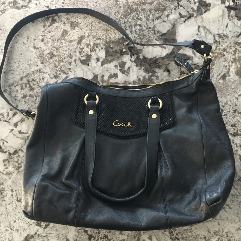 Black Leather Coach Crossbody